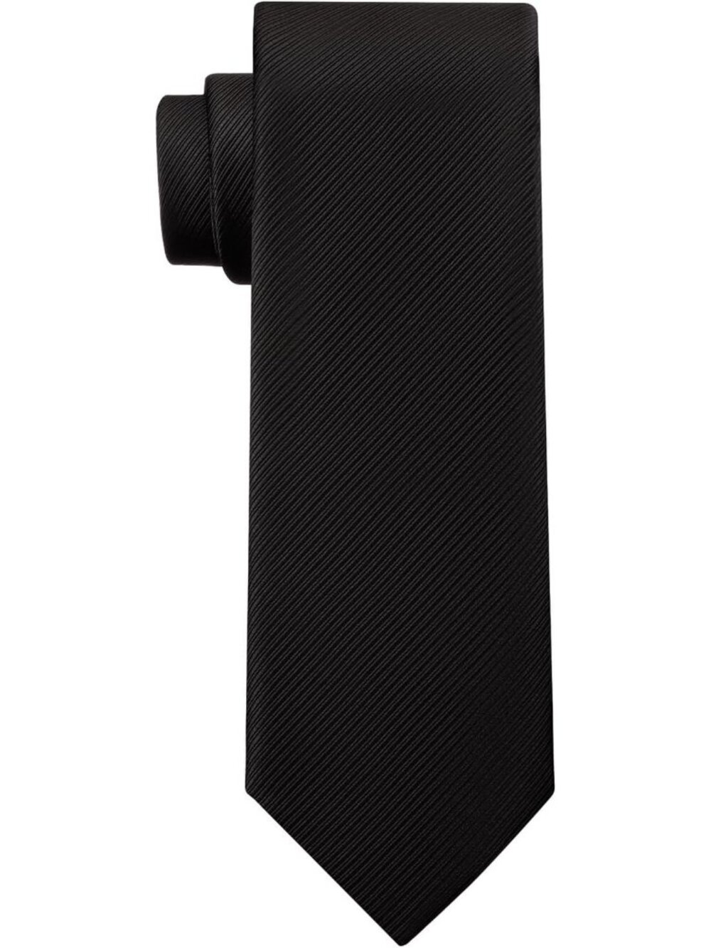 Men's Dark Black Solid Microfiber Plain Formal Silk Necktie For Business Dress